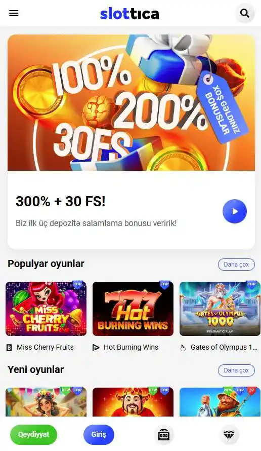 Mobil tətbiqdə başlanğıc səhifə